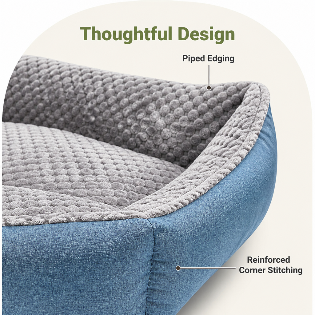 Ortekor Extra-Thick Plush & High Backrest Dog Sofa Bed (Removable Cover)