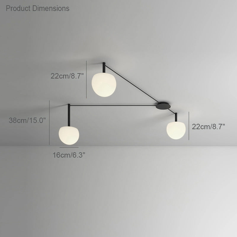 Multi-Globe Pendant Light Metal & Frosted Glass 47 Inch Adjustable White Fixture for Dining Room Kitchen Island Bedroom Modern Scandinavian