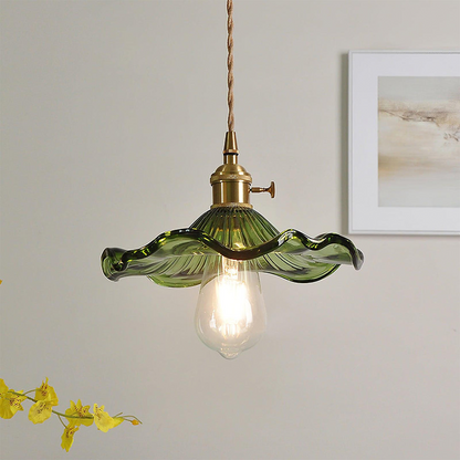 Floral Glass Hanging Fixture with Integrated LED for Dining Rooms & Bedrooms | Overhead Ambient Illumination | Modern Botanical Silhouette C