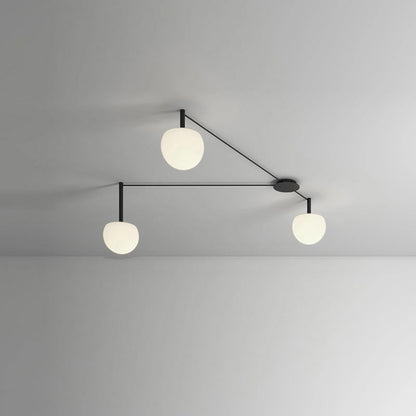Multi-Globe Pendant Light Metal & Frosted Glass 47 Inch Adjustable White Fixture for Dining Room Kitchen Island Bedroom Modern Scandinavian