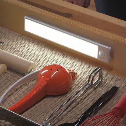 Rechargeable Motion Sensor LED Under Cabinet Light – Wireless Magnetic Slim Bar with Adjustable Brightness & Color Temperature for