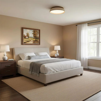Flush Mount LED Light Fixture Stone Wood Acrylic Warm Glow for Bedroom Living Room Hallway Low Profile Modern Minimalist Scandinavian Japand