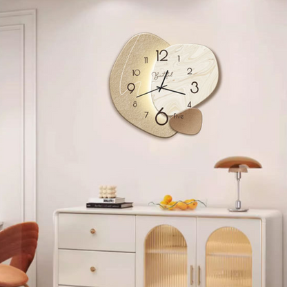 Quiet Movement 16-Inch Round Timepiece Beige Minimalist Design for Bedroom Living Room Home Office Decor Modern Japandi Style