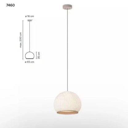Ribbed Lycra Hanging Light Fixture – 18 in Round Dimmable LED Ceiling Pendant for Kitchen Island, Dining Table & Modern Living Areas