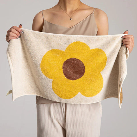 Celia Bath Towel - Cotton, Vibrant Sunflower Print
