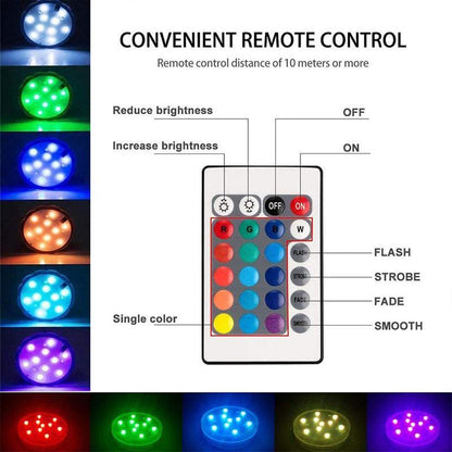 Submersible Pool Light with Remote Control 13-LED Waterproof Suction Cup Accent Lamp for Swimming Pools Hot Tubs Bathtubs Aquariums Vases