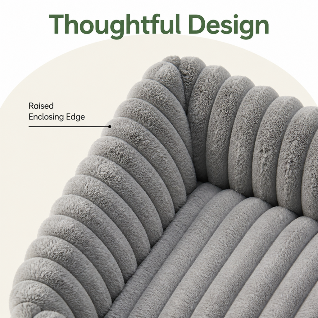 Ortekor Neck-Supporting Extra-Soft Corduroy Bolster Bed (Removable Cover)