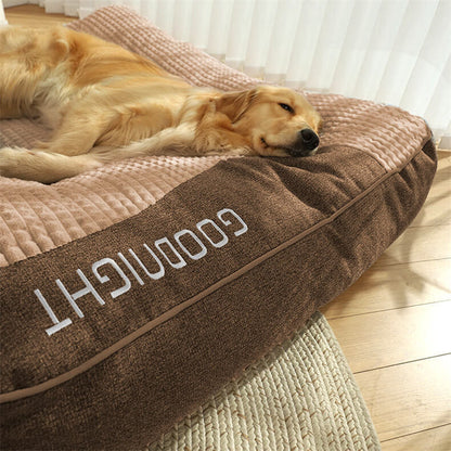 Plush Bolster Pet Lounger with Supportive Rim for Medium to Large Dogs – Cushioned Sleeping Pad in Brown – Removable Washable Cover – 31 × 2