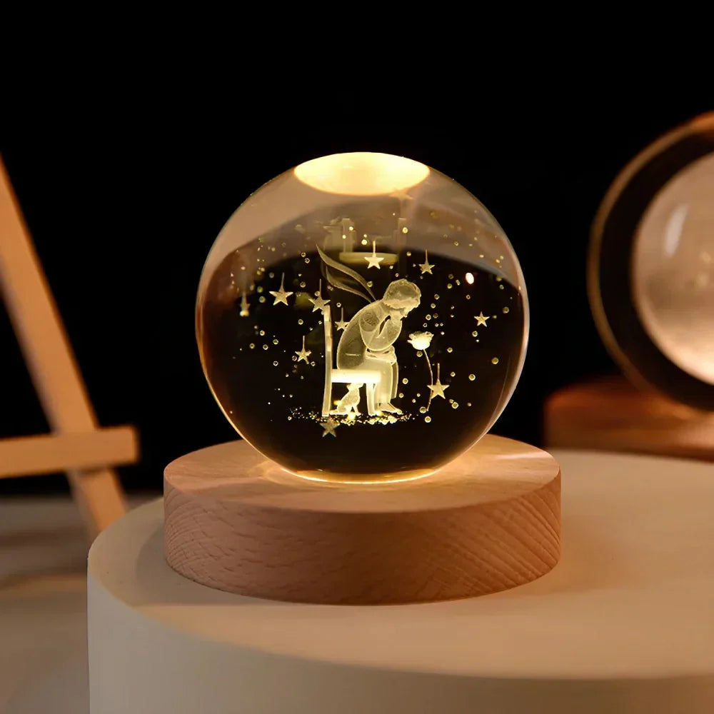 Cosmic Crystal Ball Night Light with LED Color Display | 25 Space Designs | USB Powered Galaxy Sphere Lamp for Bedroom, Living Room & Gift