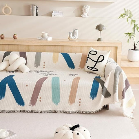 Lunnaa Sofa Cover - Cotton-Microfiber Blend, Pet-Friendly Abstract Design