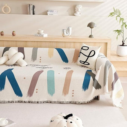 Lunnaa Sofa Cover - Cotton-Microfiber Blend, Pet-Friendly Abstract Design