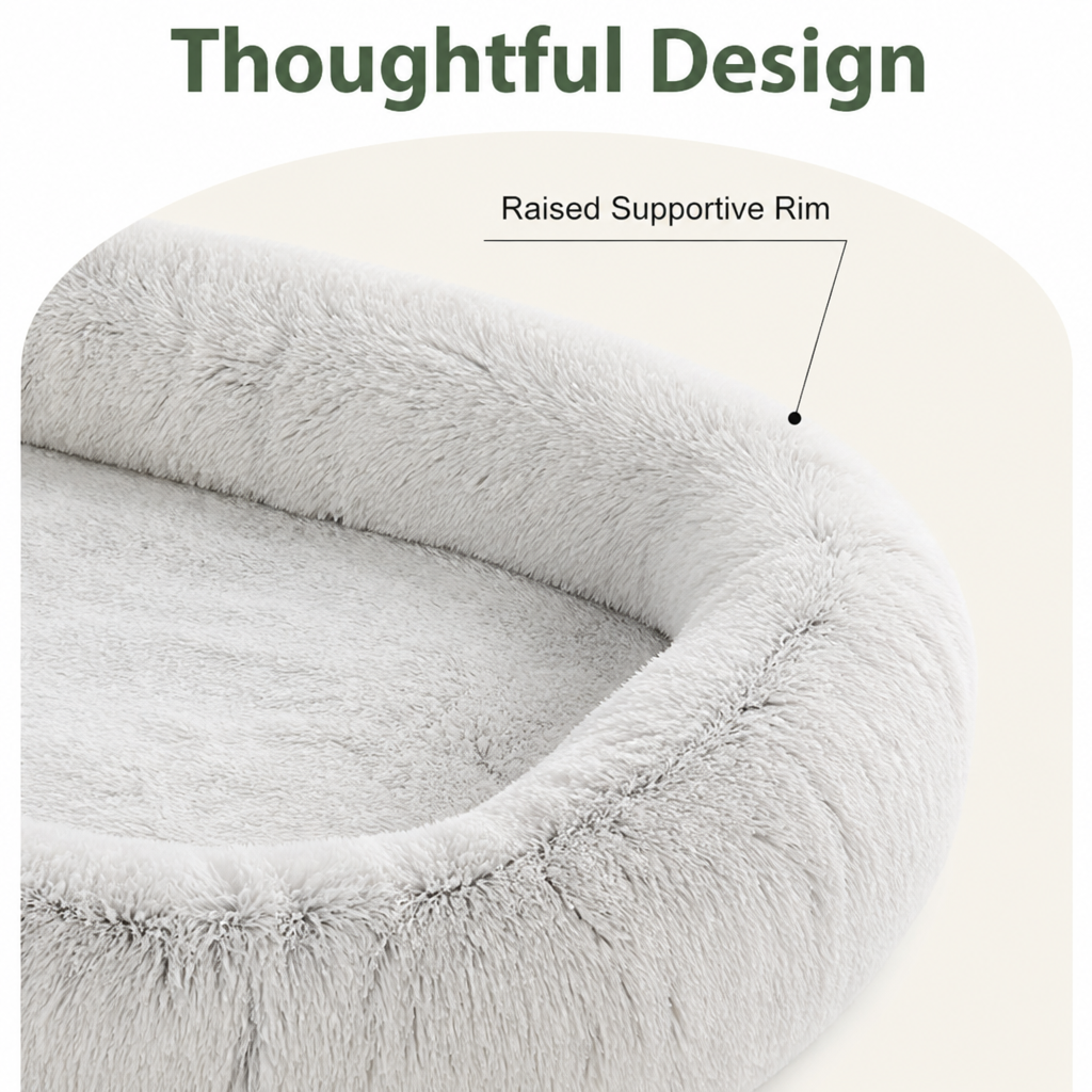 Ortekor Orthopedic & Washable Faux Fur Human Dog Bed (Detachable Cover)