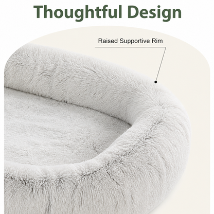 Ortekor Orthopedic & Washable Faux Fur Human Dog Bed (Detachable Cover)