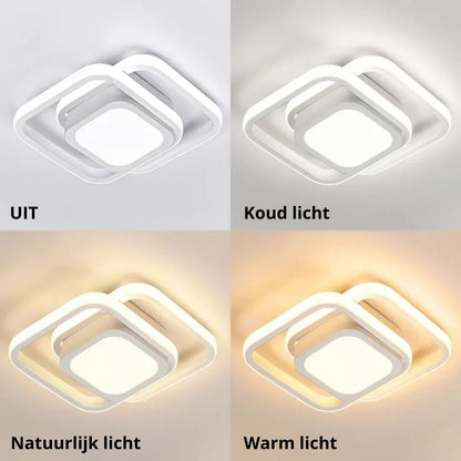 Double Ring LED Flush Mount Light Black Contemporary Overhead Fixture for Entryway Foyer Apartment Passageway Interior Decor