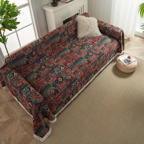 Cascadia Sofa Cover - Geometric Chenille, Vintage Charm