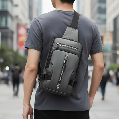 Crossbody Sling Bag with Anti-Theft Hidden Zippers & USB Charging Port – Water-Resistant Nylon Daypack for Travel, Commute & Everyday Carry