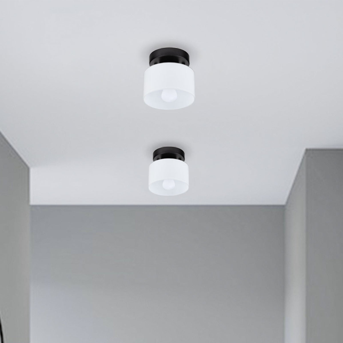 Flush Mount Glass Globe Light with E27 Socket for Entryway Kitchen and Bedroom Lighting