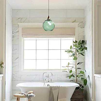 Textured Glass Globe Hanging Light 7.9 Inch Dining Room Island Fixture Adjustable Height Modern Sphere Pendant Minimalist Ceiling Lamp for K