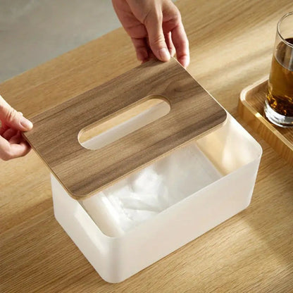 Cleo Tissue Box Cover - Bamboo Lid, Minimalist Design