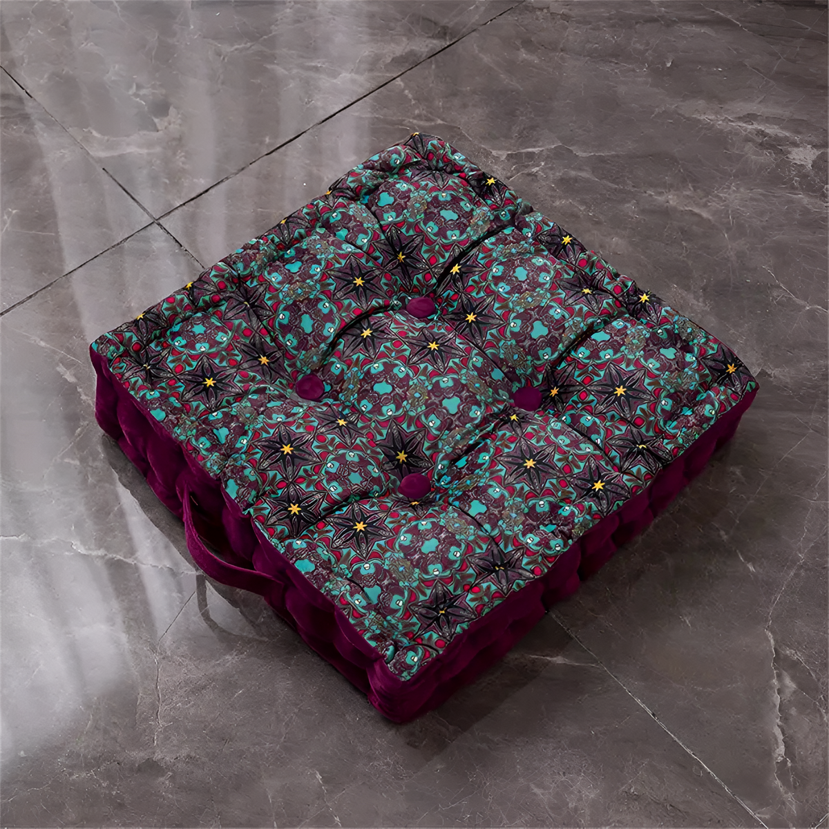 Vinta Floor Cushion - Plush Velvet Tufted Design, Cozy Seating