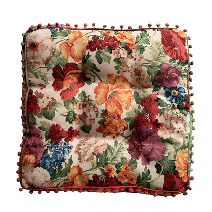 Ravello Cushion - Microfiber Blend, Retro Floral Tassel Design