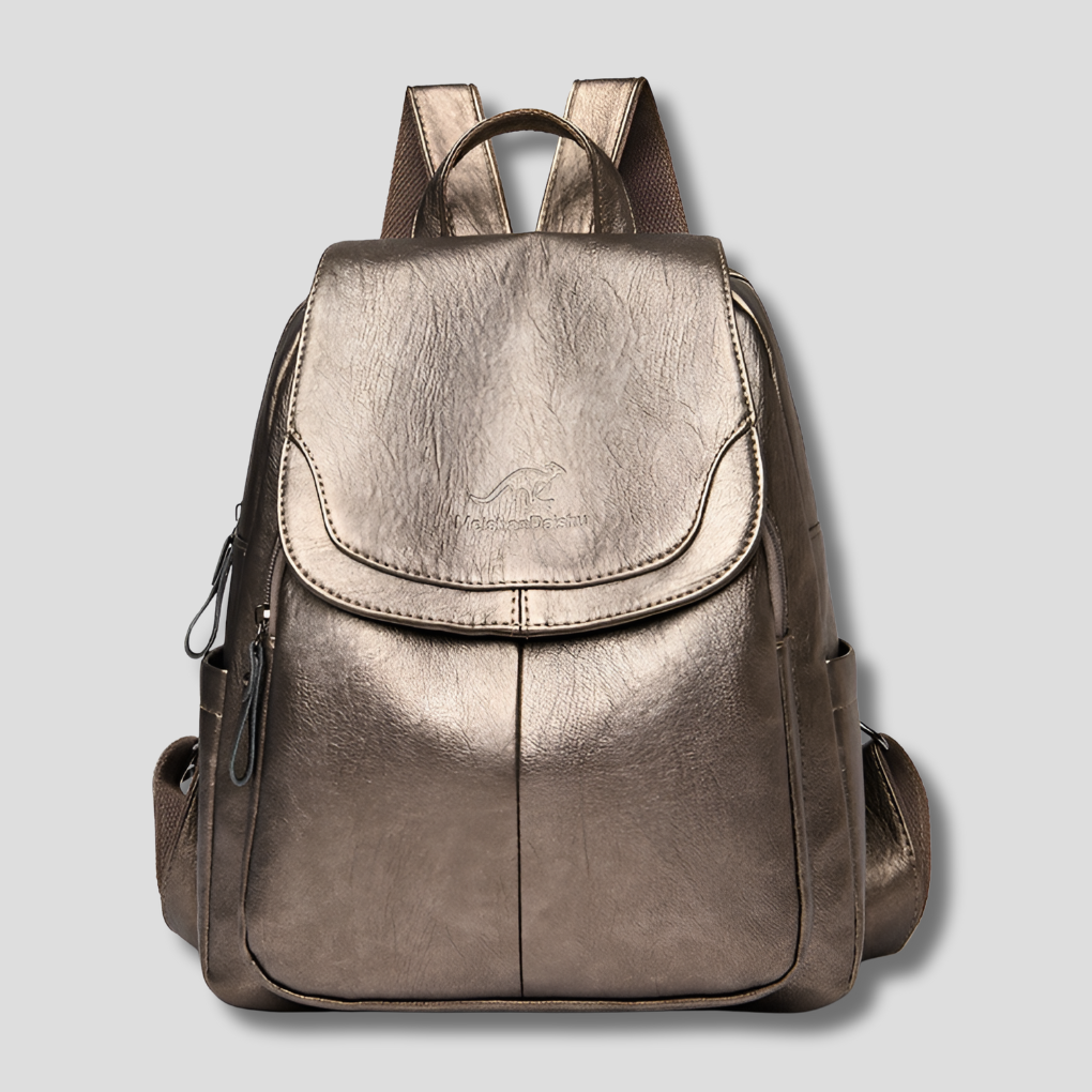 Women's Textured Leather Backpack with Security Features for Work, Travel & Daily Use