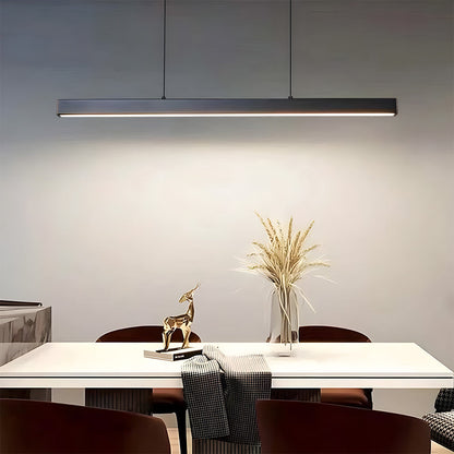 Linear Metal LED Fixture 47 in Black Kitchen Island Overhead Bar Lamp Slim Profile Adjustable Drop Modern Minimalist Style for Dining Room W