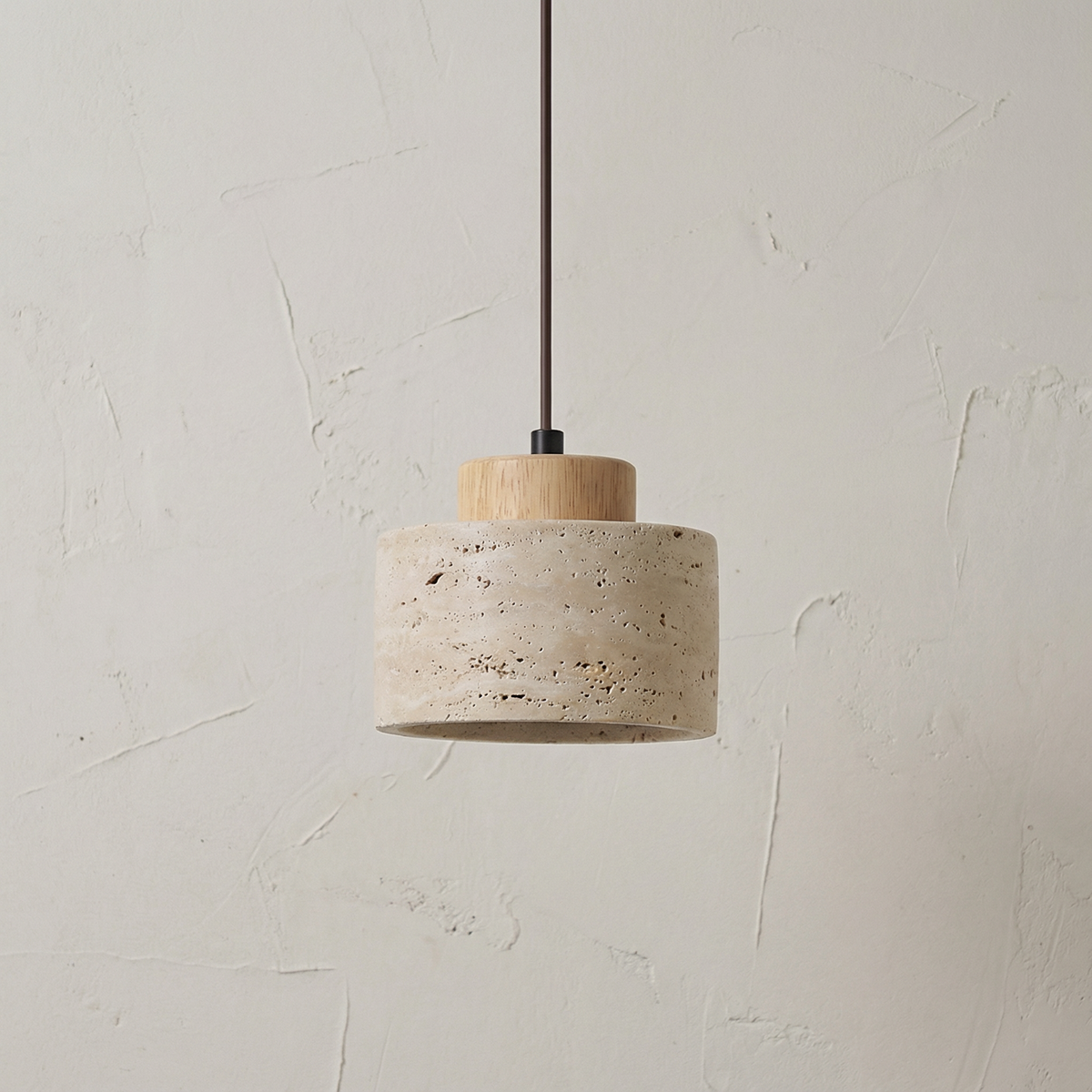 Textured Stone Shade Hanging Light with Natural Grain Finish for Kitchen Island Dining Room Modern Minimalist Ceiling Fixture