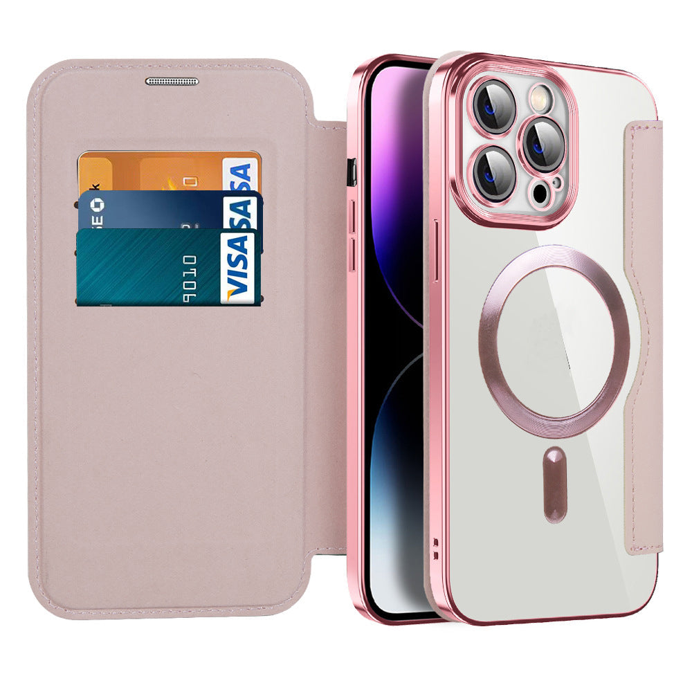 Wallet Phone Case with Card Holder & Magnetic Clasp – Flip Cover with RFID Protection & Kickstand for iPhone 12/13/14/15 Series
