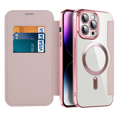 Wallet Phone Case with Card Holder & Magnetic Clasp – Flip Cover with RFID Protection & Kickstand for iPhone 12/13/14/15 Series