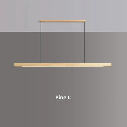 Linear Wood Hanging Light for Kitchen Island & Dining Table – Adjustable LED Ceiling Fixture in Pine or Walnut, 31-71 in Wide, Dimmable Opti