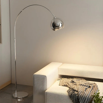 Overarching Chrome Floor Lamp with Dome Shade 71 in E27 Socket Foot Switch