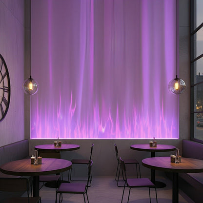 Animated LED Wall Sconce 39 in Aluminum with Flame & Water Effects RGBW Color-Changing Remote Control for Living Room Bedroom Bar Hotel Mode