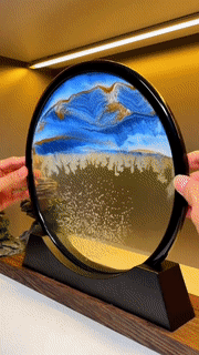Flowing Sand Art Frame Desktop Glass Display Round 7-Inch Color-Shifting Desk Decor for Home Office Relaxation