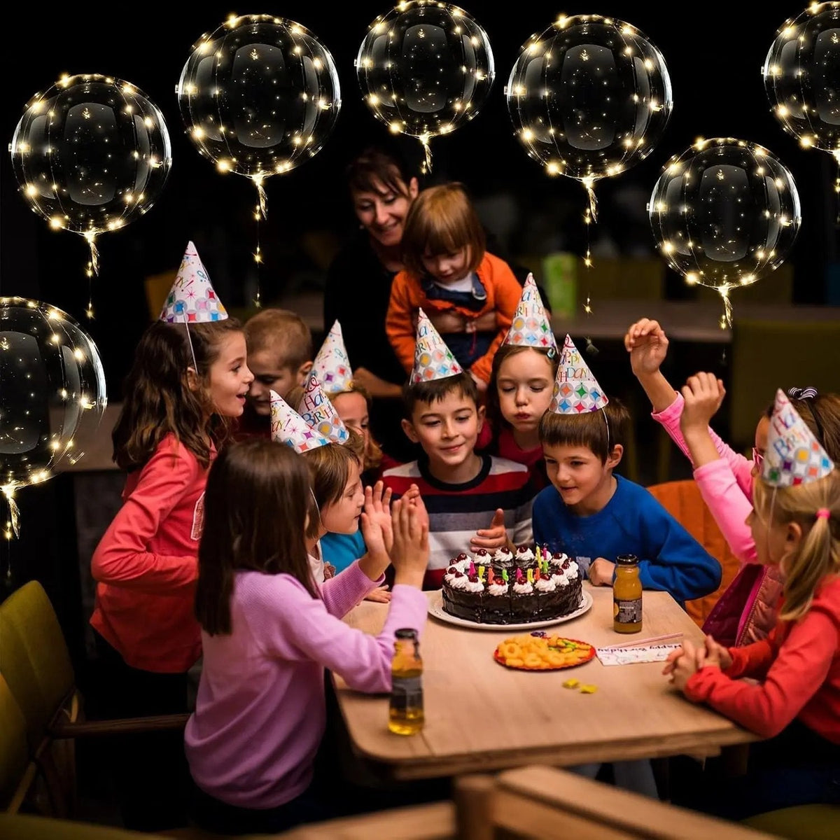 Illuminated Clear Balloons with Warm White LED String Lights 18 Inch Set of 10 Battery Powered for Birthdays Weddings Baby Showers Garden Pa