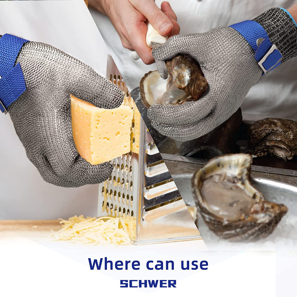 Cut-Resistant Safety Gloves | Stainless Steel Mesh Work Gloves for Food Prep Kitchen Industrial Use | Flexible Hand Protection with