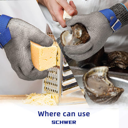 Cut-Resistant Mesh Gloves with Adjustable Wrist Strap for Kitchen, Fishing & Industrial Work | Safety Hand Protection
