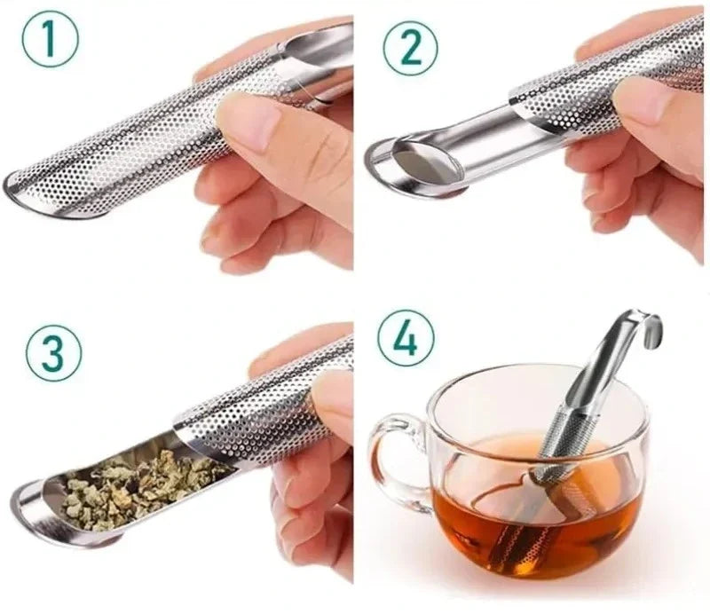 Stainless Steel Loose Leaf Tea Infuser Set with Fine Mesh Filter for Brewing at Home or Travel, 2-Pack