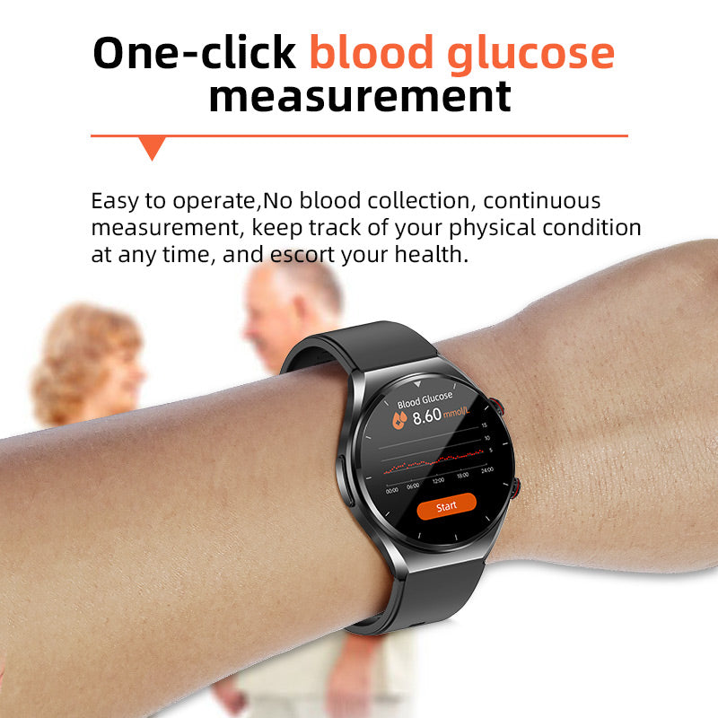 Health Smartwatch with Blood Glucose Monitor ECG Heart Rate Tracker Blood Pressure Sensor for Fitness Wellness Daily Use Men Women