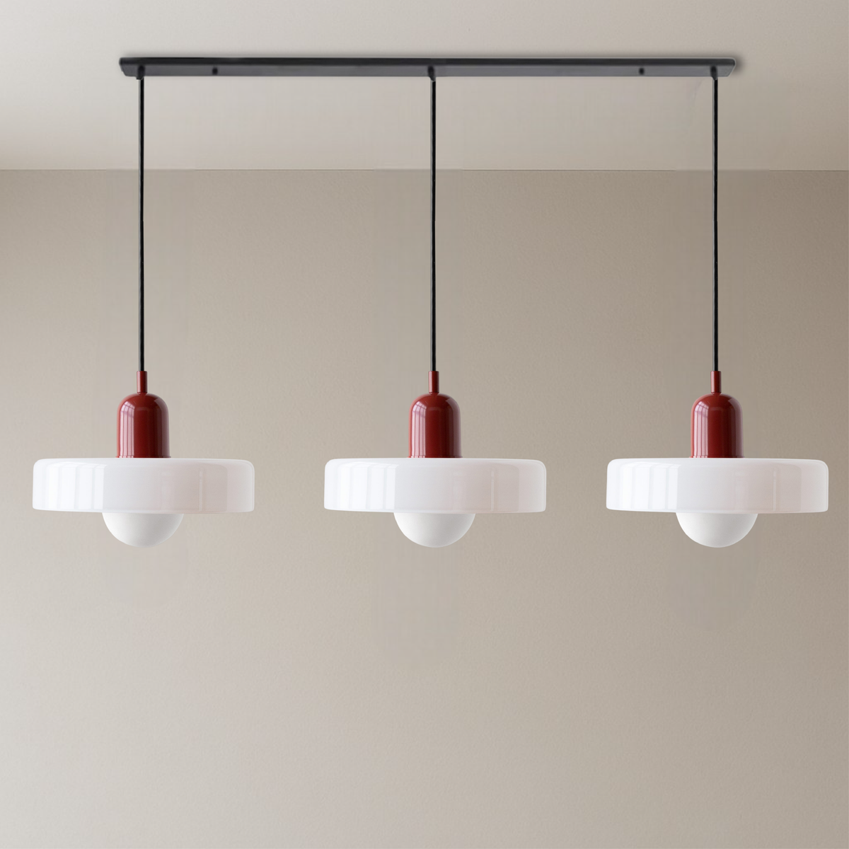 Triple Glass Hanging Light 39 in Wide Black Finish Adjustable Cable Kitchen Island Dining Table Ceiling Fixture Warm 3000K G9 Socket for Ope