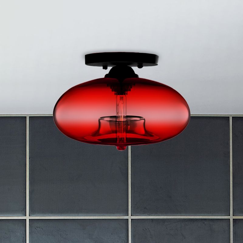 Glass Dome Overhead Light Fixture E26 Socket for Bedroom Living Room Home Interior Ambient Glow Compact Profile Metal Frame