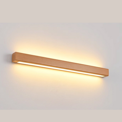 Rectangular Wood LED Wall Sconce with Acrylic Shade for Bedroom & Living Room | Modern Minimalist Mirror Light