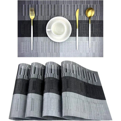Machine-Washable PVC Placemats Set of 4 Heat-Resistant Non-Slip Table Mats for Dining Kitchen Dinner Parties
