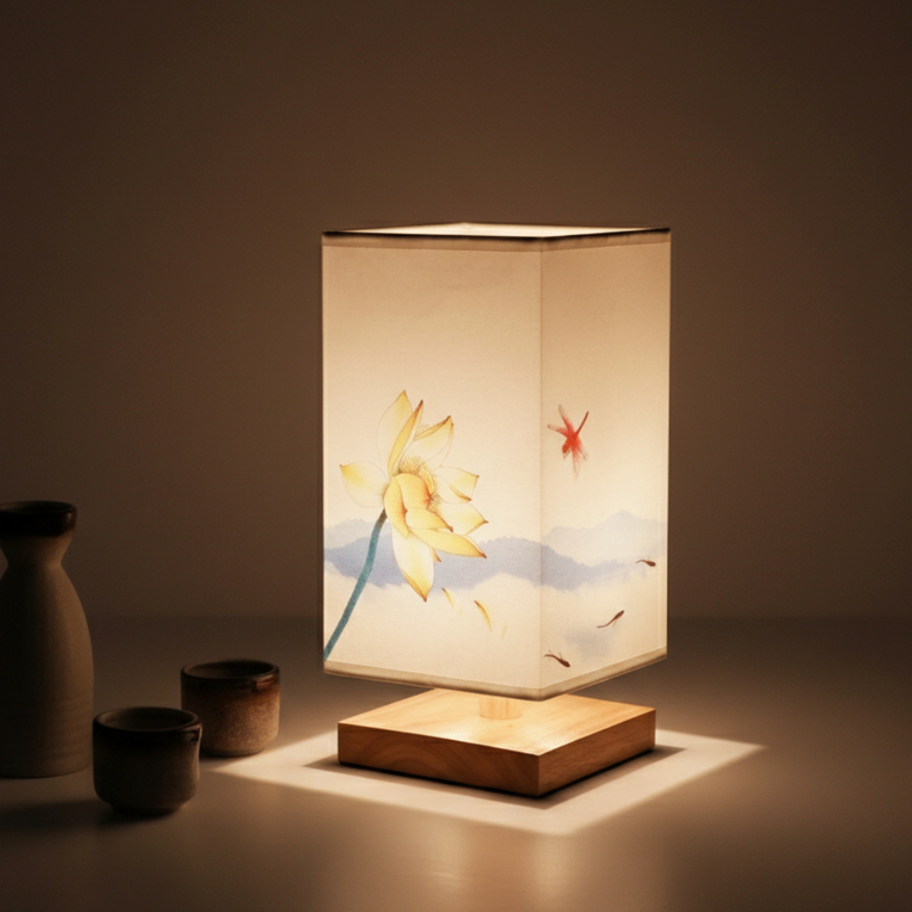 Elegant Bamboo Table Lamp | Japanese-Scandinavian Design with Dimmable LED | Versatile Lighting for Serenity in Bedrooms & Living Rooms
