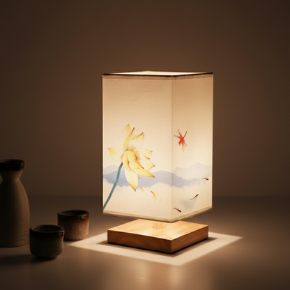 Elegant Bamboo Table Lamp | Japanese-Scandinavian Design with Dimmable LED | Versatile Lighting for Serenity in Bedrooms & Living Rooms
