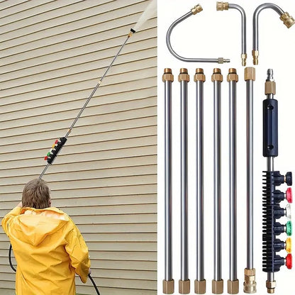 Extendable Pressure Washer Wand Kit 4000 PSI with Angled Nozzle for Gutters Siding Second Story Home Exterior
