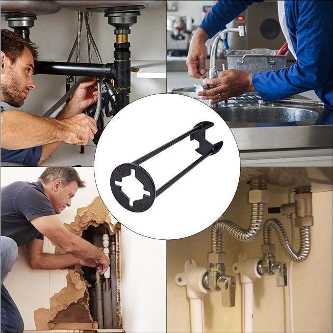 Basin Nut Wrench Tool for Faucet Installation Under Sink 360° Rotating Long Handle Plumbing Wrench for Kitchen Bathroom Fixtures
