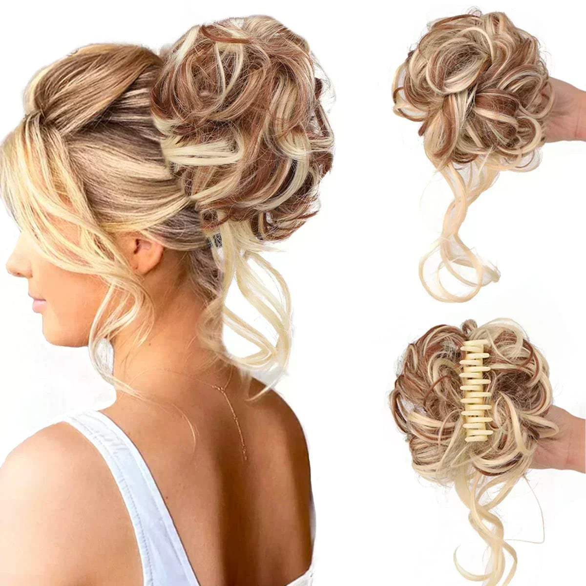Curly Hair Bun Extension for Natural Volume - Clip-In Style