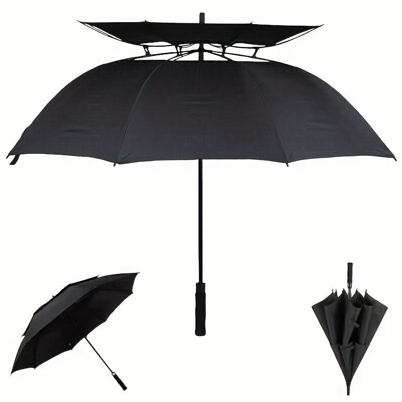 Oversized Automatic Umbrella Double Canopy Wind Resistant 2-3 Person Golf Rain Sun Protection Events Travel Outdoor Activities