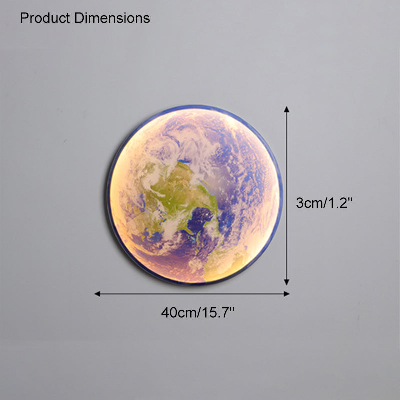 LED Moon Wall Sconce Dimmable Remote Control Light 9.4 Inch Diameter PVC Fixture for Bedroom Living Room Hallway Accent Lighting Three Color